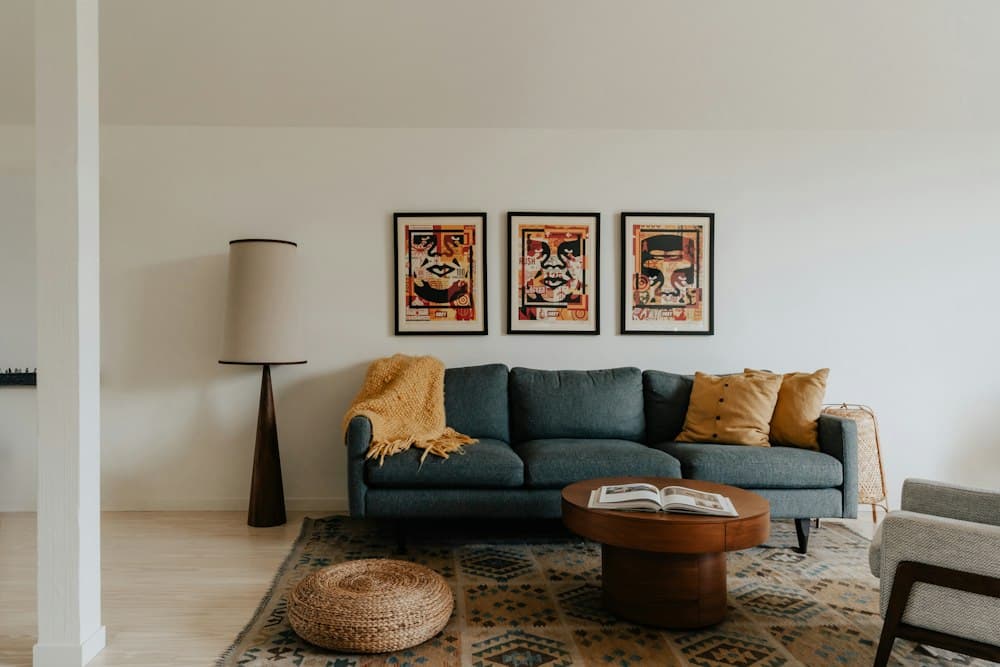 Living room with freshly painted white walls
